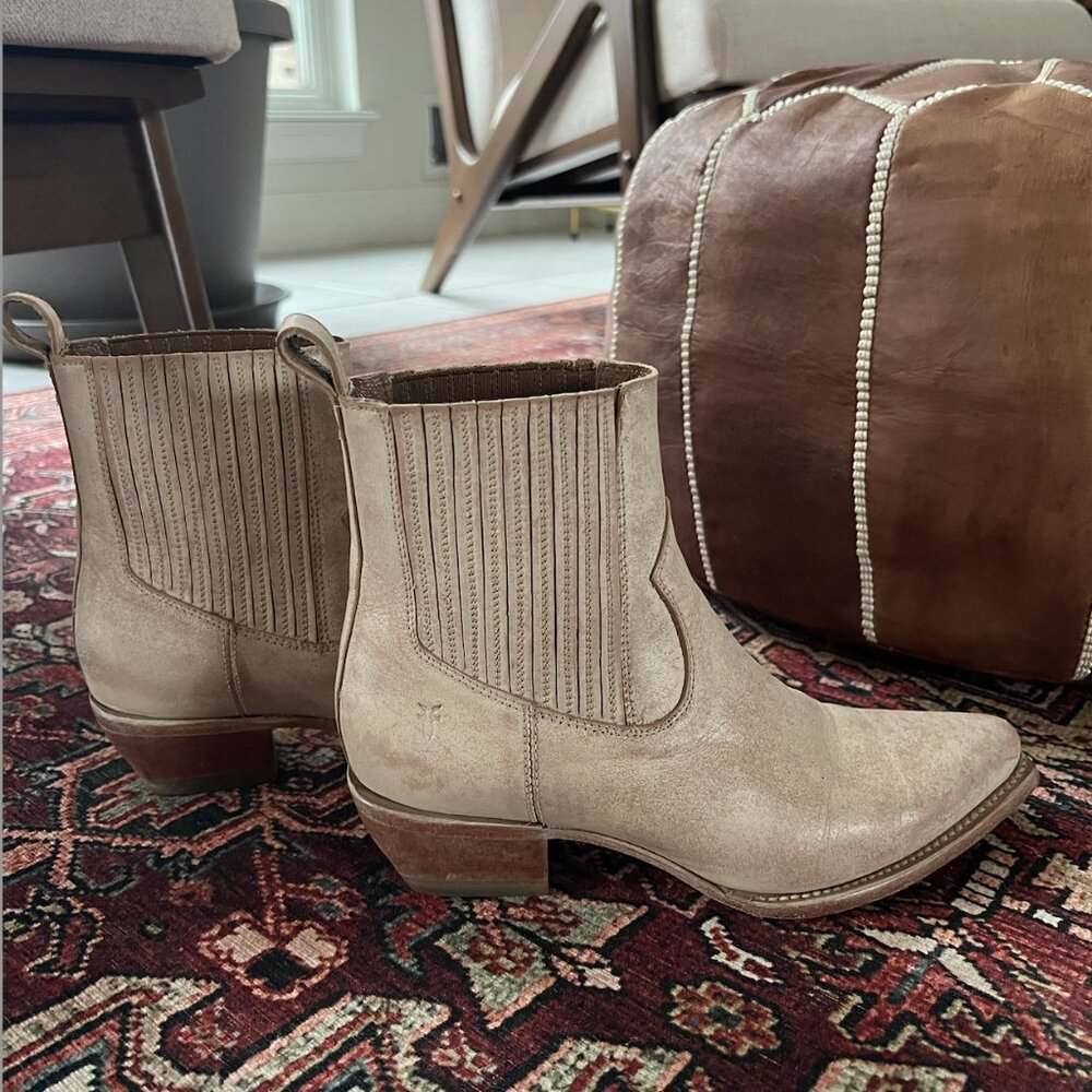 Frye Beige Suede Ankle Boots